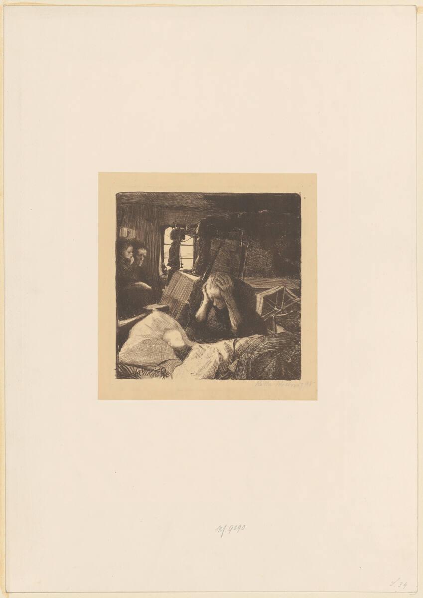 Käthe Kollwitz, Not (Ein Weberaufstand; Blatt 1), Inv. Nr.: DGNF9090
