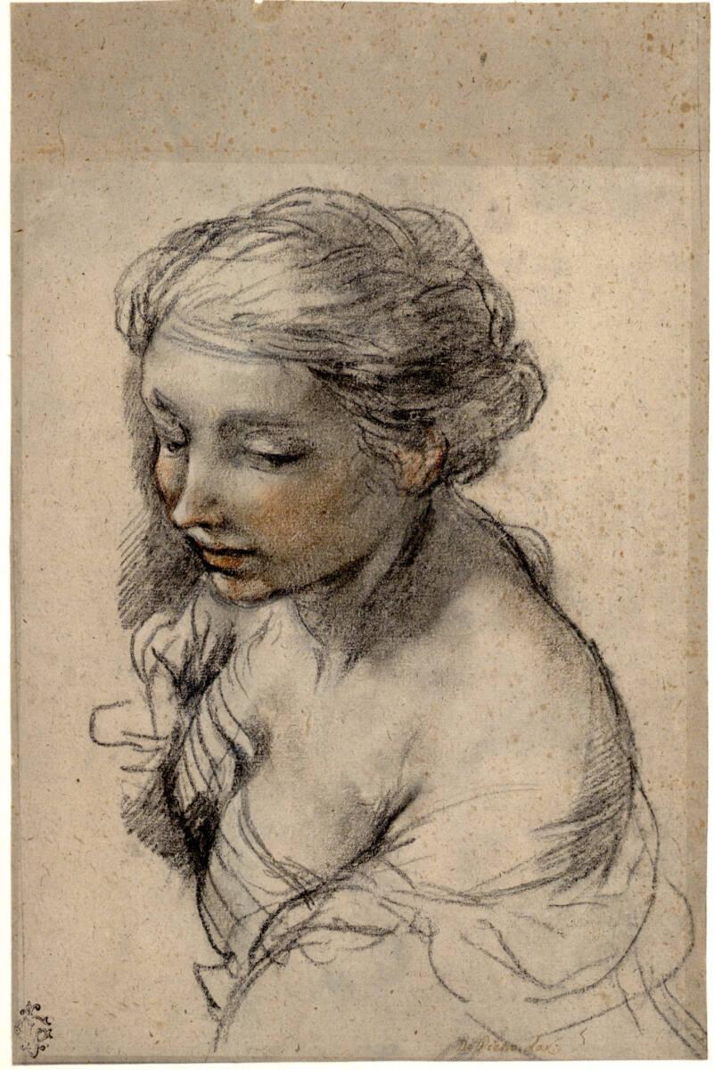 Pietro da Cortona, Büste einer jungen Frau nach links, Inv. Nr.: 24554