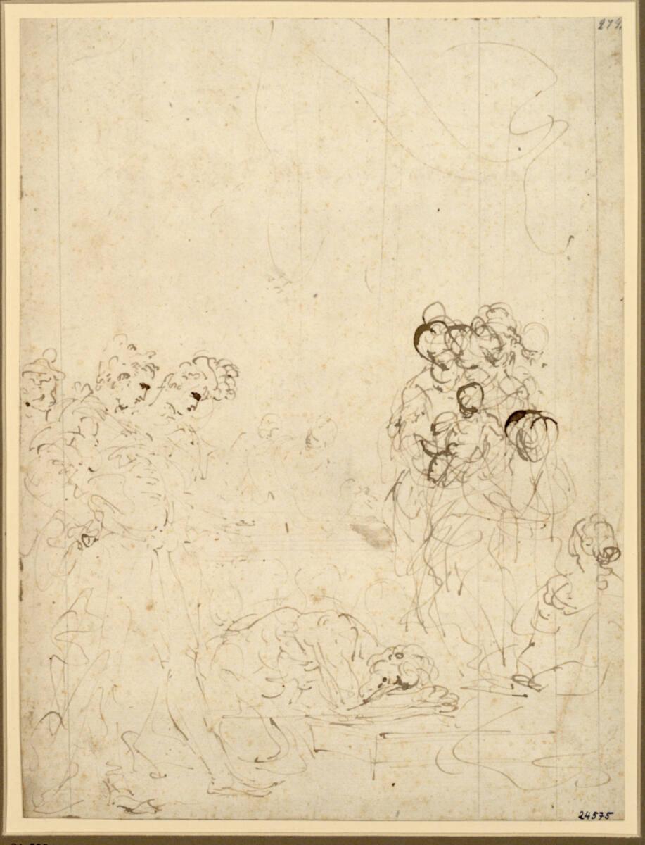 Donato Creti, Dem büßenden heiligen Johannes Chrysostomus wird von einem Kind vergeben, Inv. Nr…