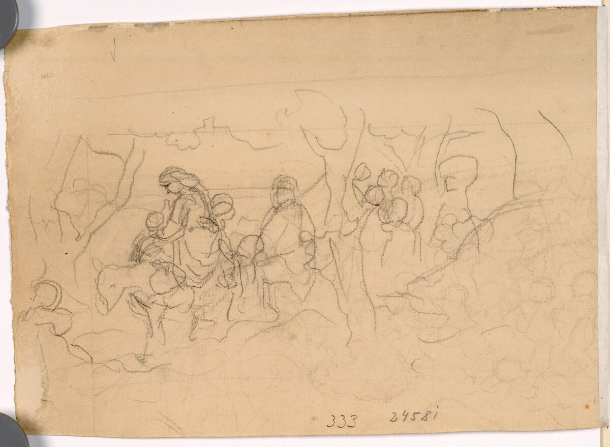 Figurenzug in einer Baumlandschaft, Ludwig Richter