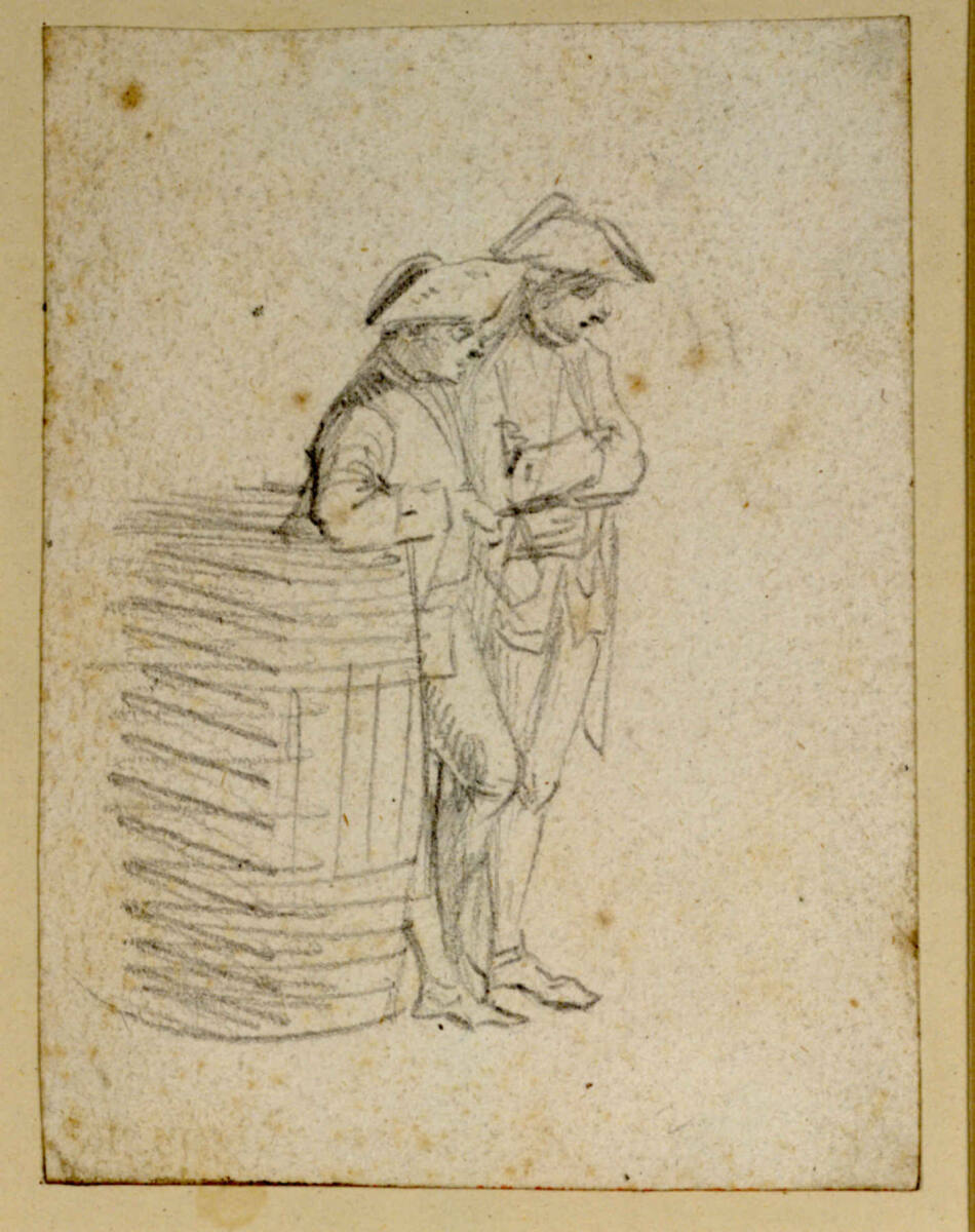 Zwei Männer neben einer Tonne, Daniel Nikolaus Chodowiecki, 1758–1759