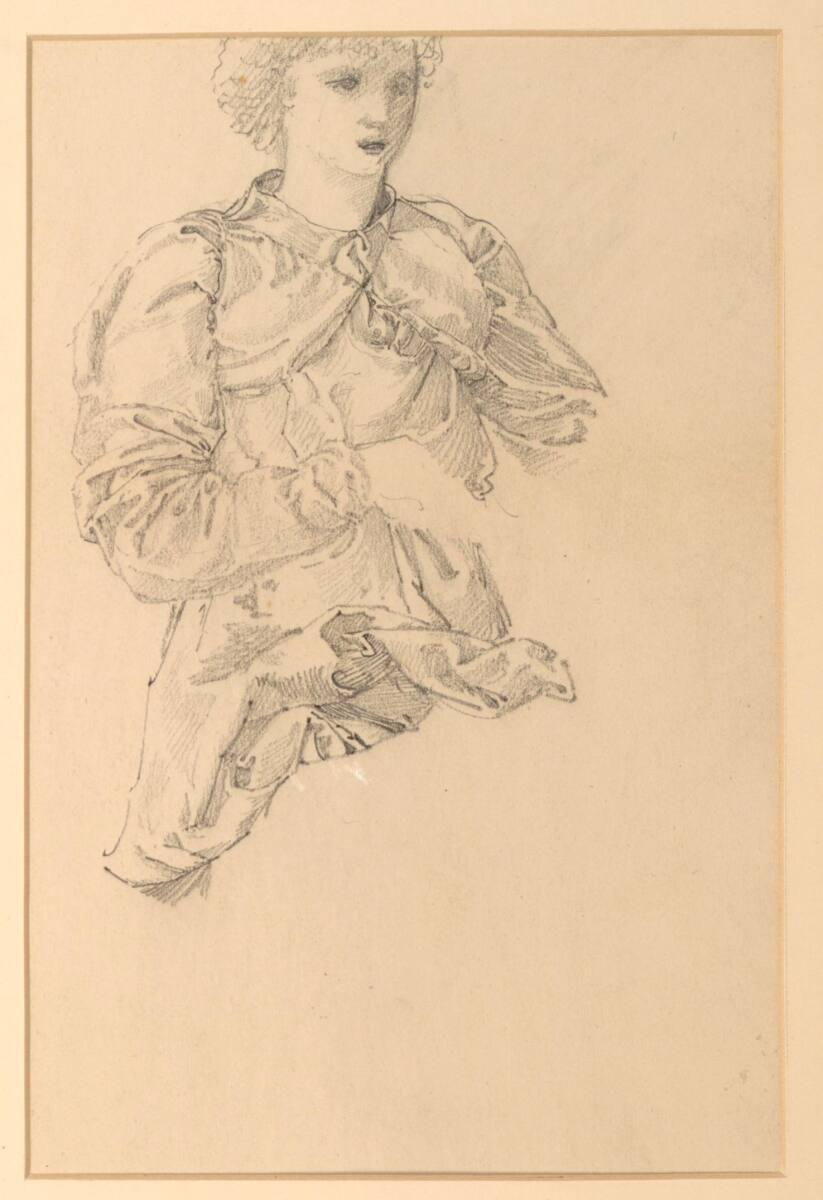 Edward Burne-Jones, Studie des Oberkörpers einer stehenden Figur, Inv. Nr.: 24649v