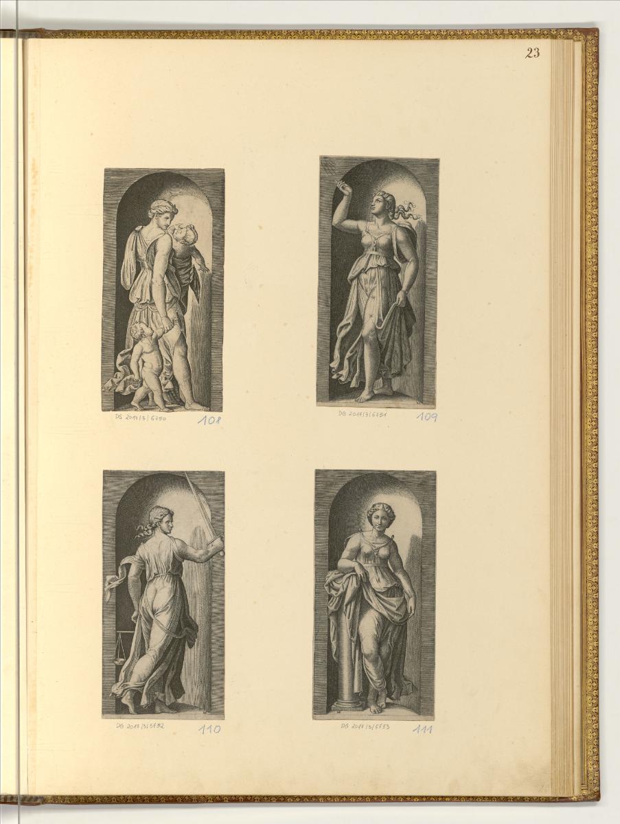 Marcantonio Raimondi II, Personifikationen der Tugenden, Inv. Nr.: Italien nach Sektionen I/17,…