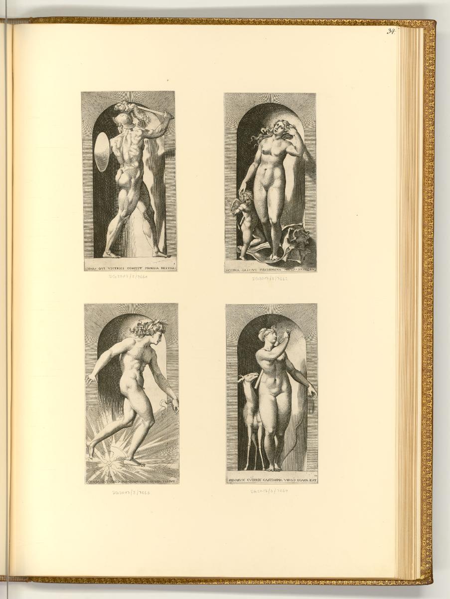 Giovanni Giacomo Caraglio, Mythologische Figuren in Nischen, Inv. Nr.: Italien nach Sektionen I…