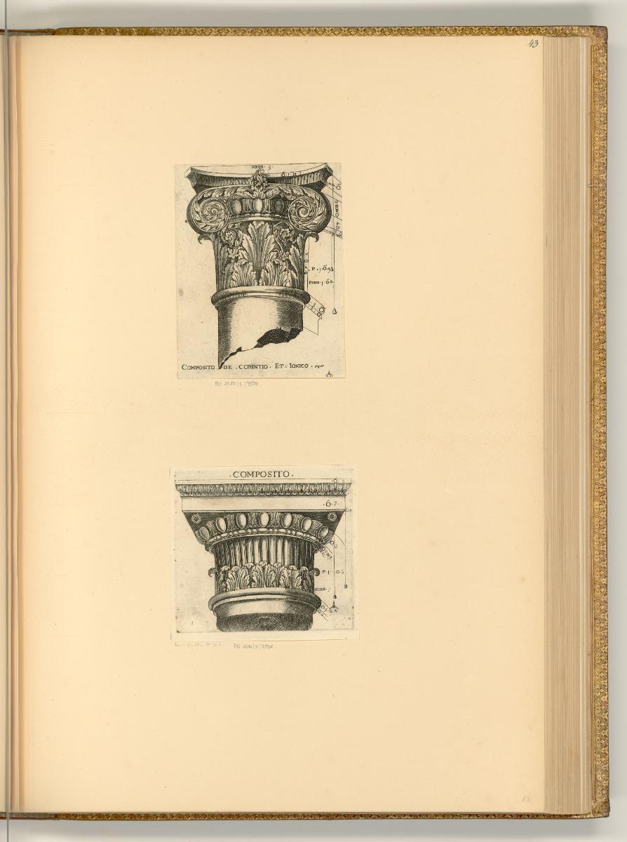 Cesare Reverdino; Lor.e Giul. di Musi; Giulio Sannuti und Diverse, Komposite Säulenkapitell, In…