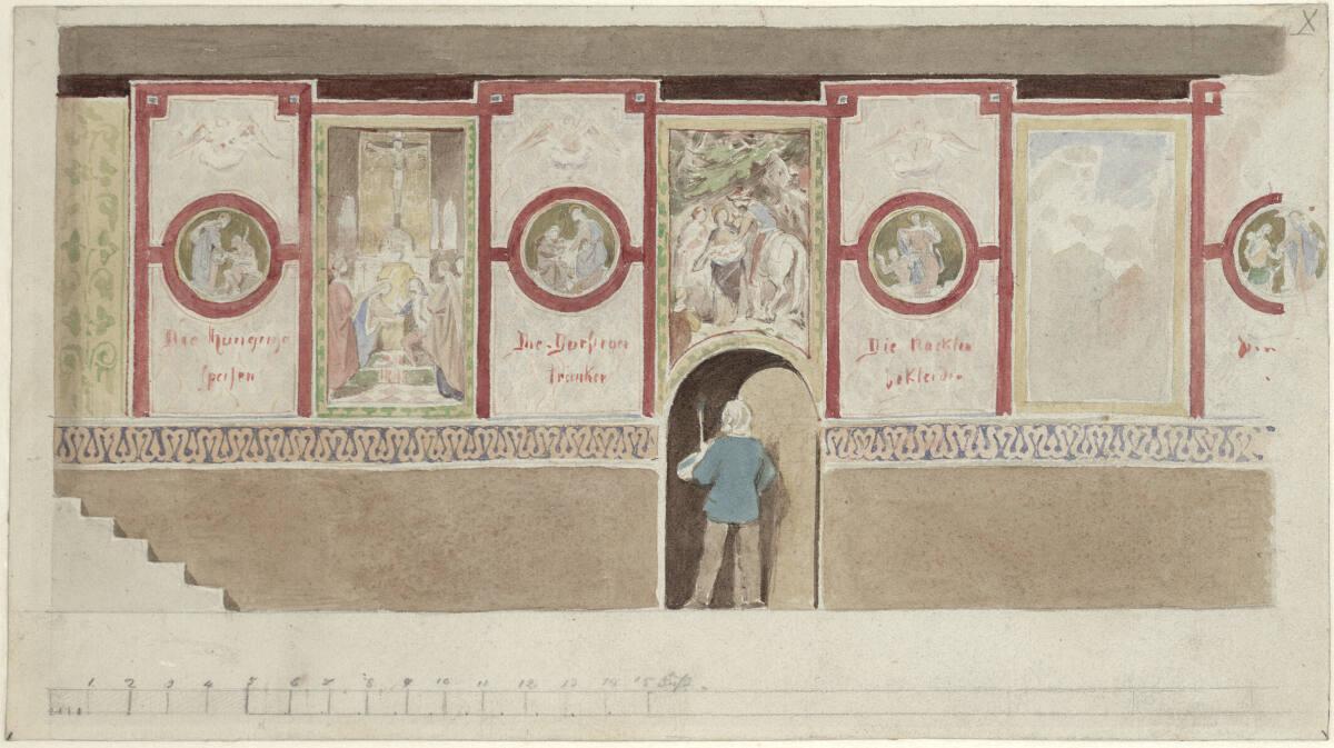 Moritz von Schwind, Studie zu den Wartburgfresken; Teilentwurf zum Leben der Hl. Elisabeth und …