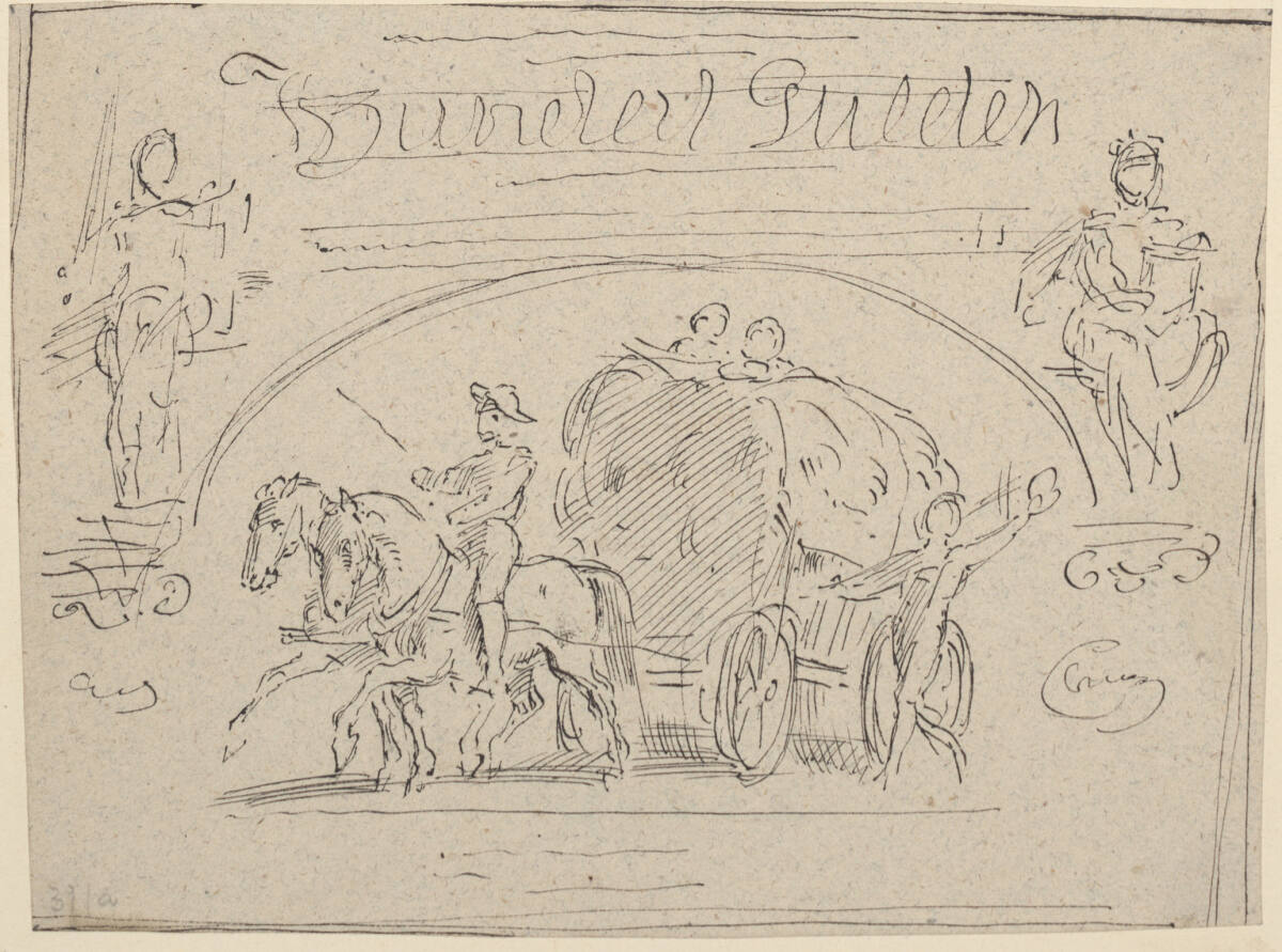 Entwurf zu einer bayrischen hundert Florinnote (?), Moritz von Schwind
