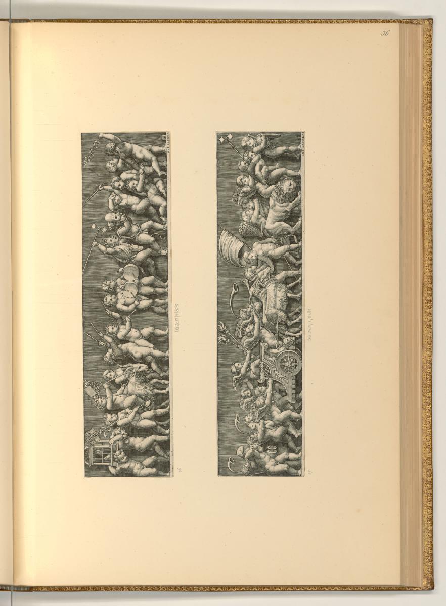 B.V. inconnu dit le Maître au dé, Fries mit Putti und Vogelkäfig; Fries mit Putti und Wagen, In…