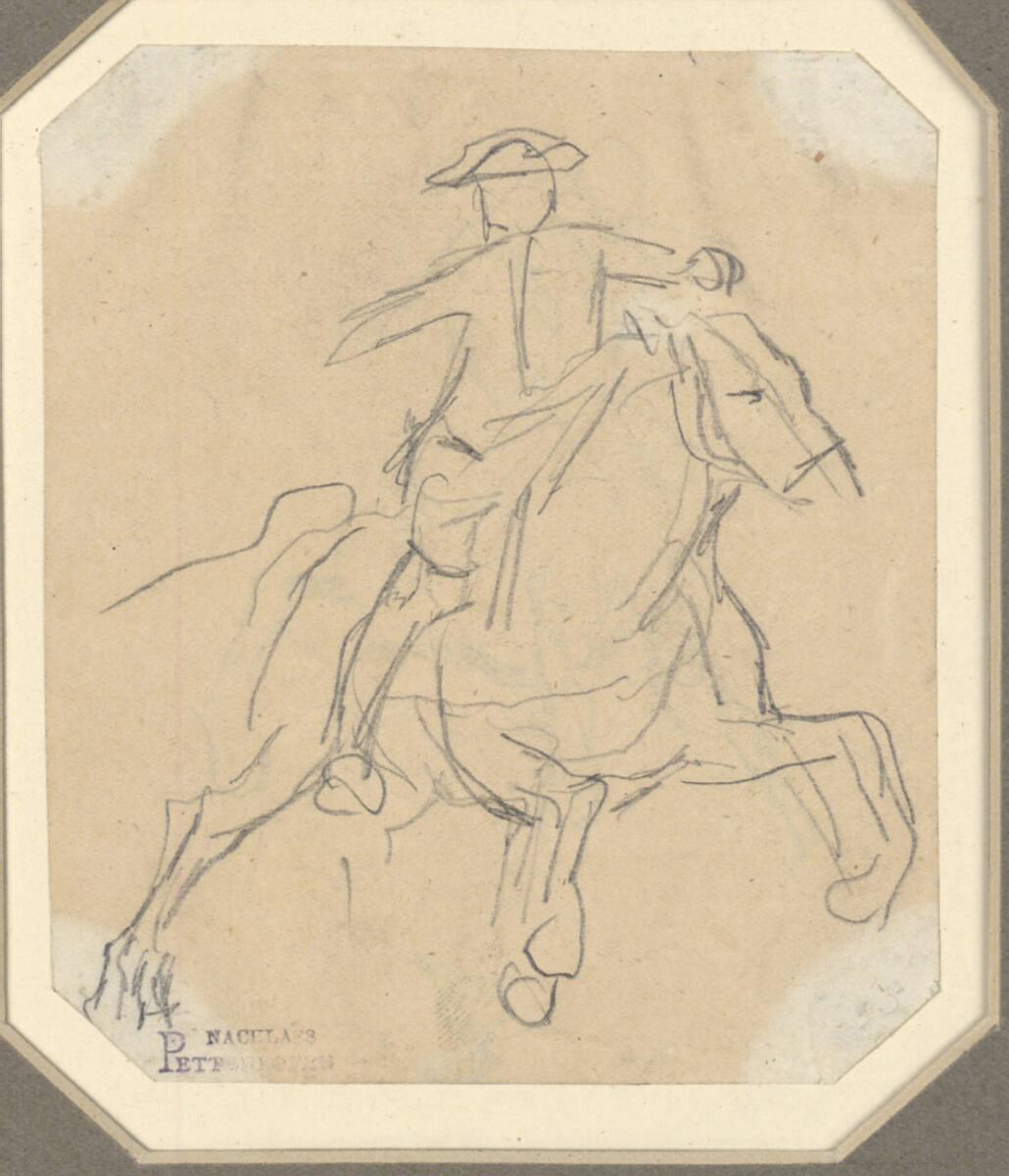 August Xaver Karl von Pettenkofen, Stürmender Reiter nach rechts, Inv. Nr.: 24835