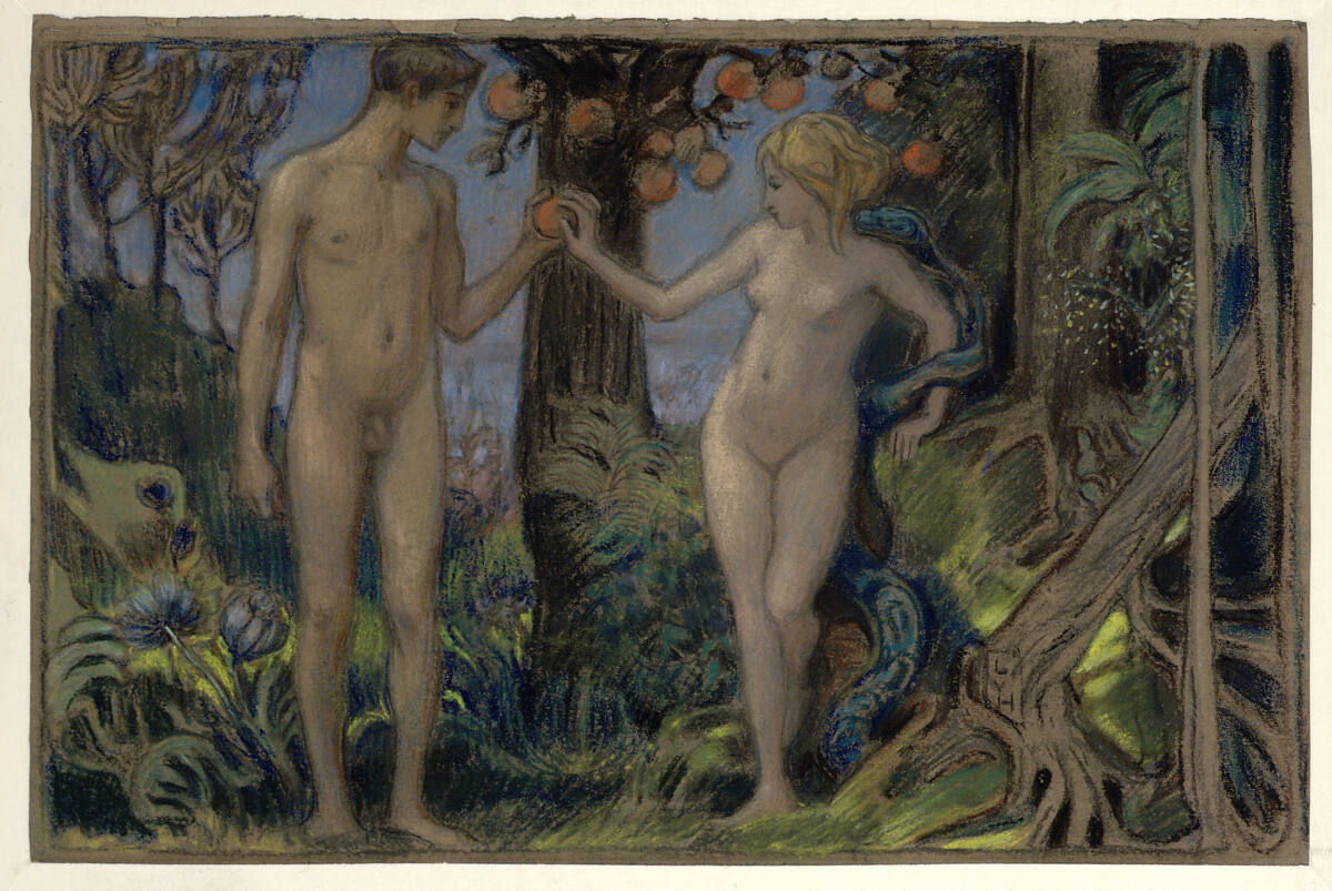 Adam und Eva beim Baum der Erkenntnis, Ludwig von Hofmann