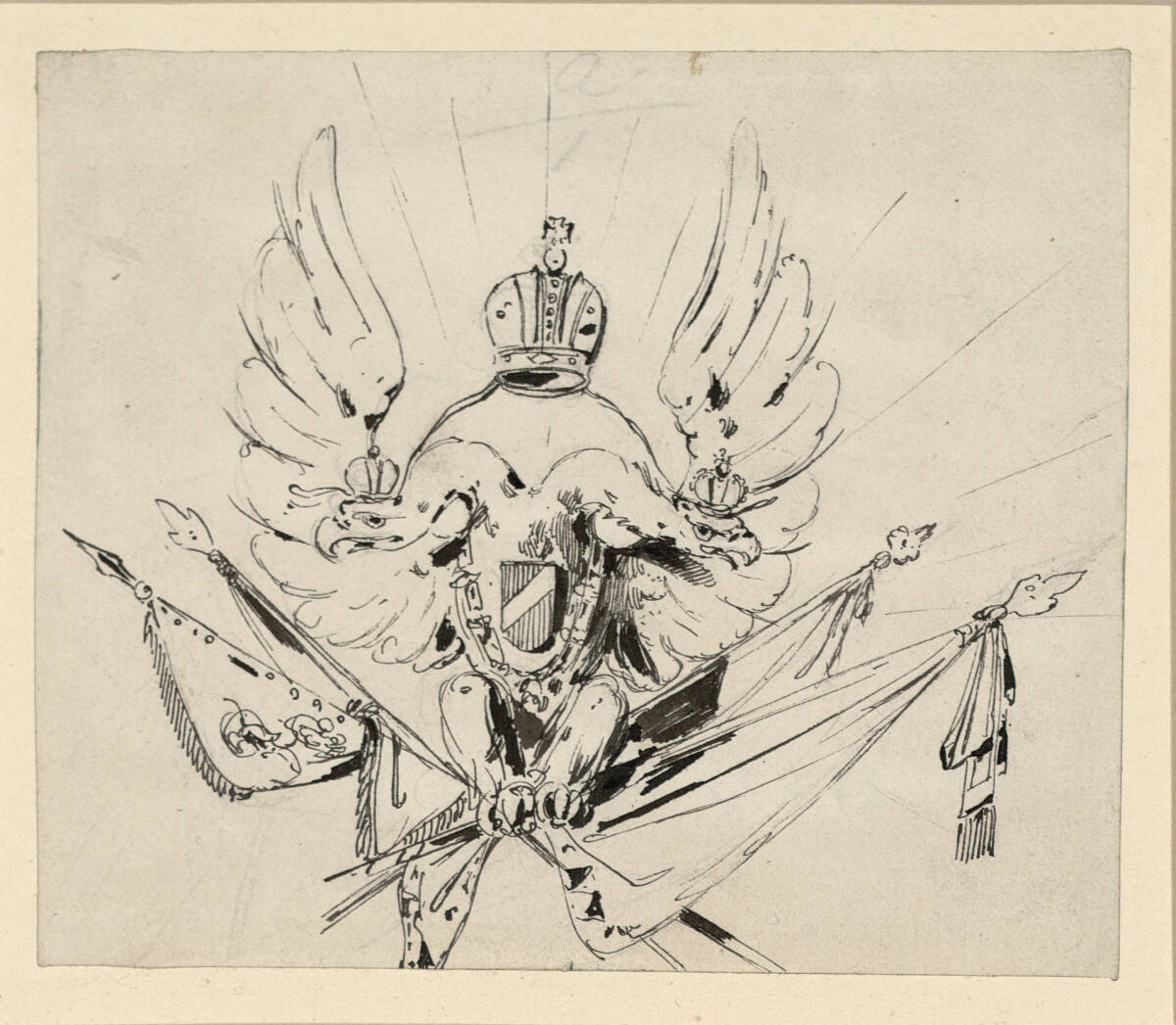 Österreichischer Doppeladler mit Fahne, Carl Schindler, 1838–1842