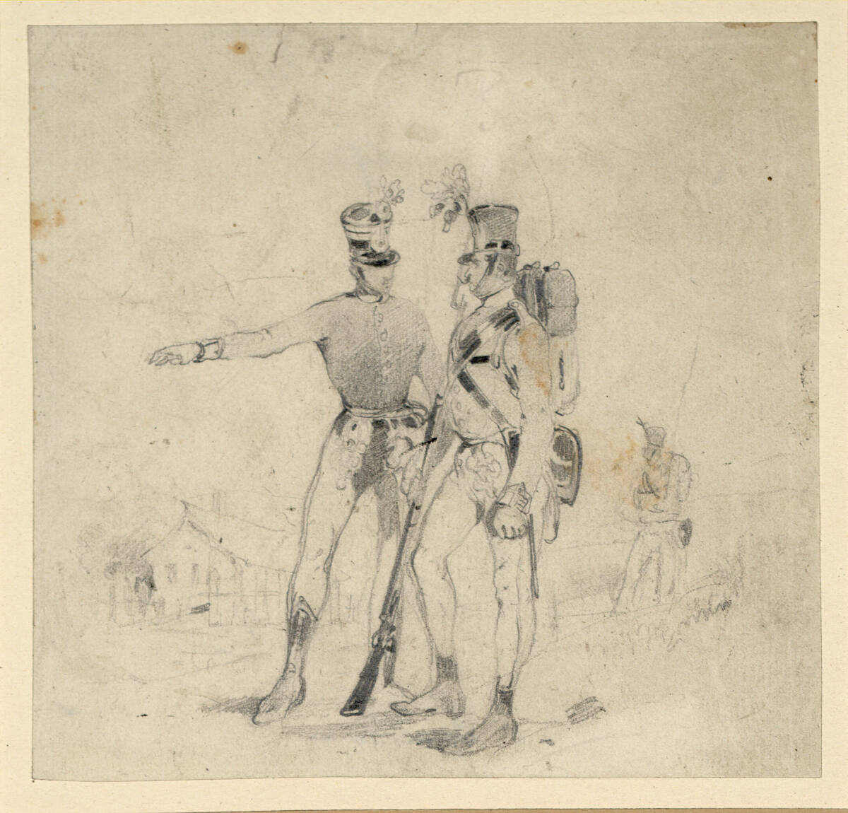 Offizier und Soldat, Carl Schindler, 1838–1842