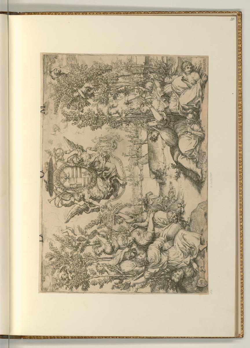 Oliviero Gatti, Matthias Greuter, Bartolomeo Coriolani, Musen unter dem Wappen des Kardinals Pi…