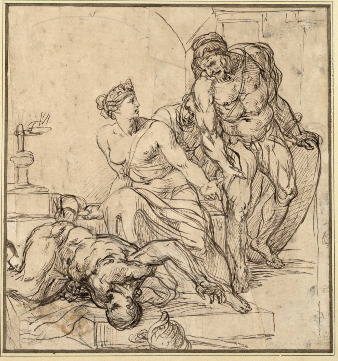 Jahel neben dem Leichnam des Sisara, daneben Barak, Francesco la Marra