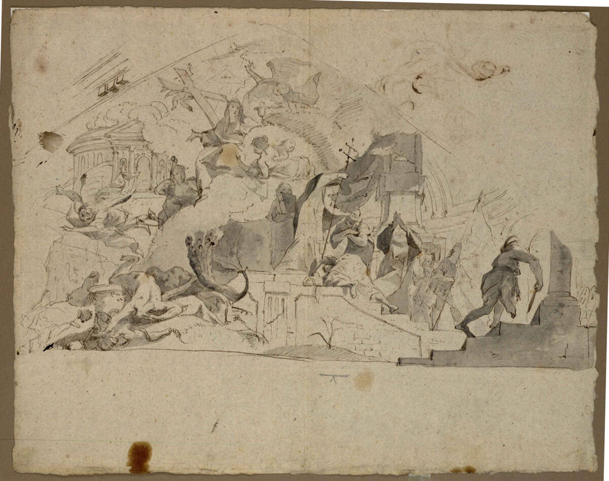 Triumph der Kirche über die Irrlehren (Kompositionsentwurf für ein Giebelfresko in Pápa?), Franz Anton Maulbertsch
