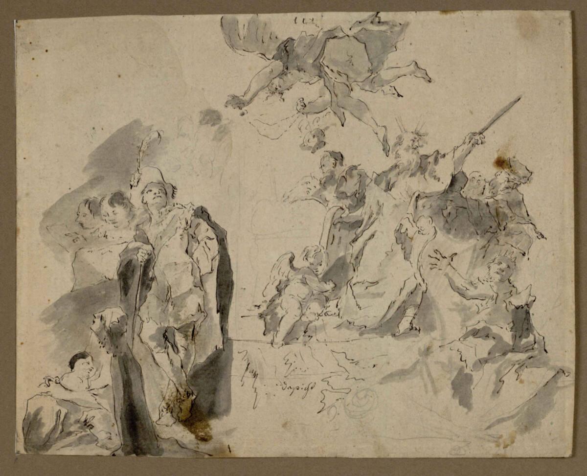 Josef  Winterhalder d. J., Mosesgruppe aus dem Kuppelfresko und Notizen zum Altarbild des heili…