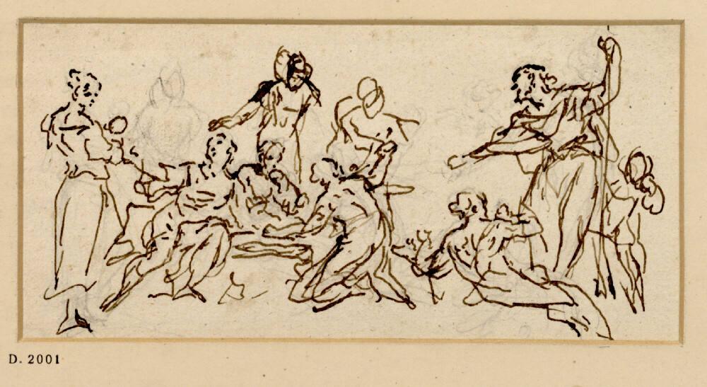 Daniel Gran, Figurengruppe, Studienblatt; Predigt des heiligen Johannes in der Wüste?, Inv. Nr.…