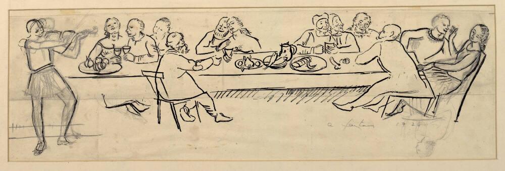 Anton Faistauer, Tafelnde Gesellschaft, Inv. Nr.: 25083