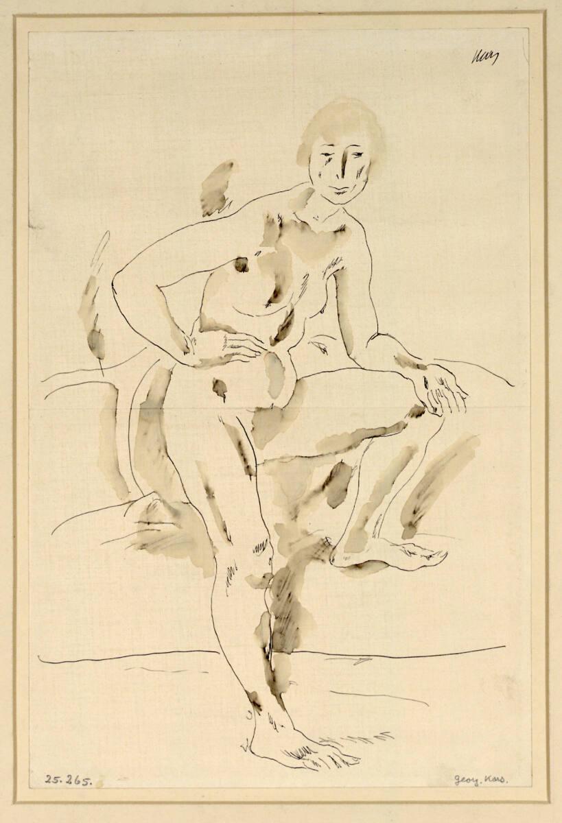Georges Kars, Weiblicher Akt, das linke Bein auf ein Sofa gestützt, Inv. Nr.: 25265