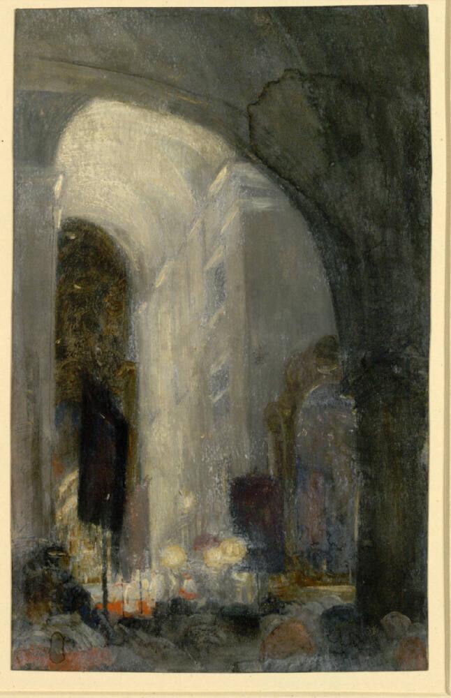 Franz Hofer, Kircheninterieur mit Prozession, Inv. Nr.: 25324
