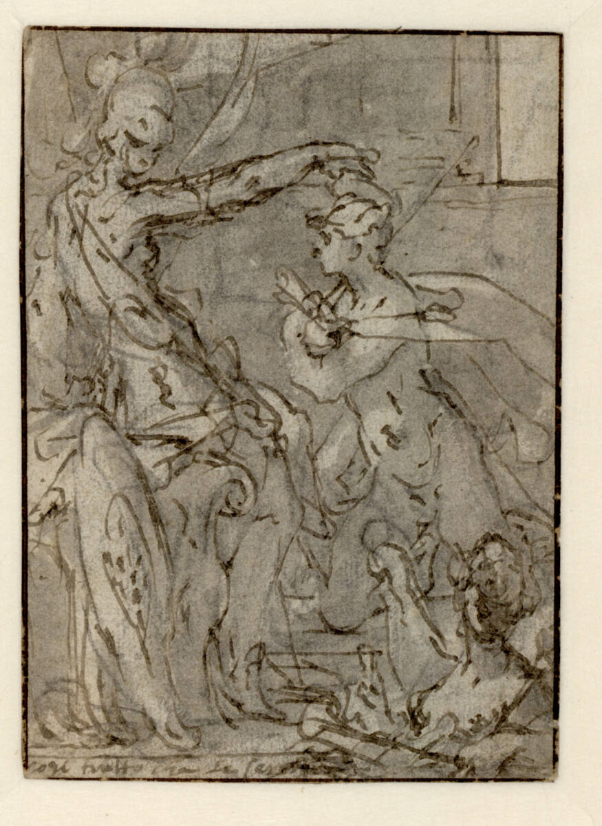 Minerva bekränzt einen Jüngling, Bartholomeus Spranger