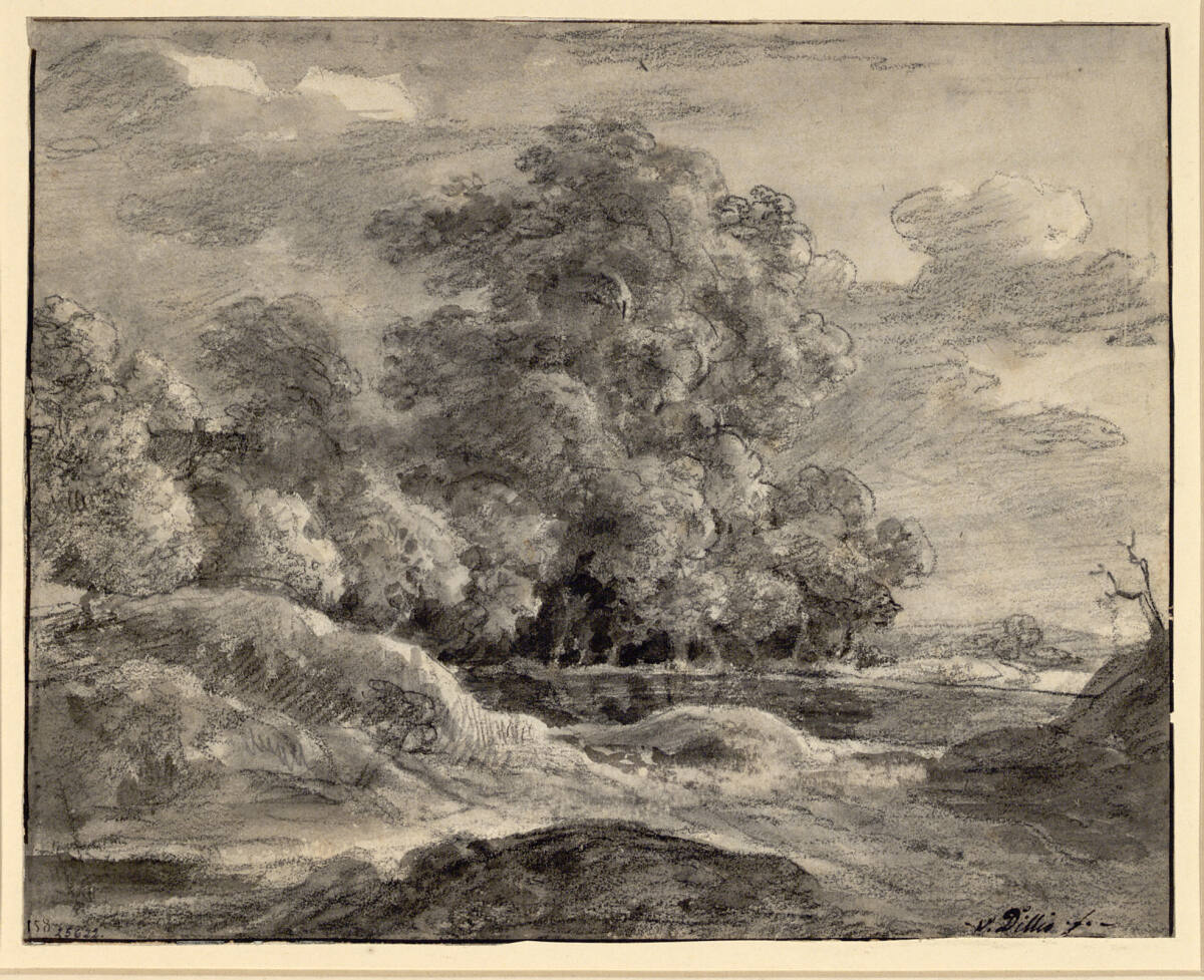 Haus zwischen Bäumen am Wasser, Johann Georg von Dillis, 1830–1840