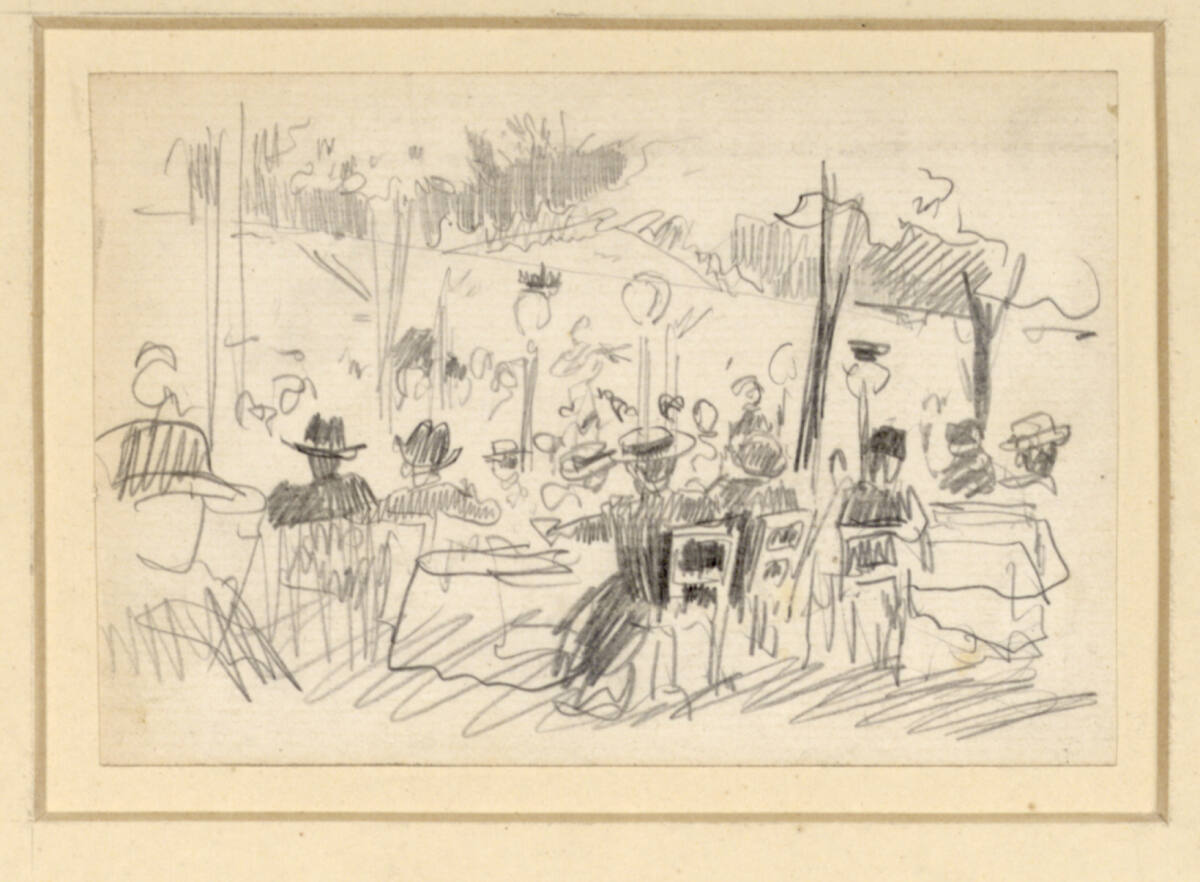 Skizze: Cafegarten, Josef Engelhart
