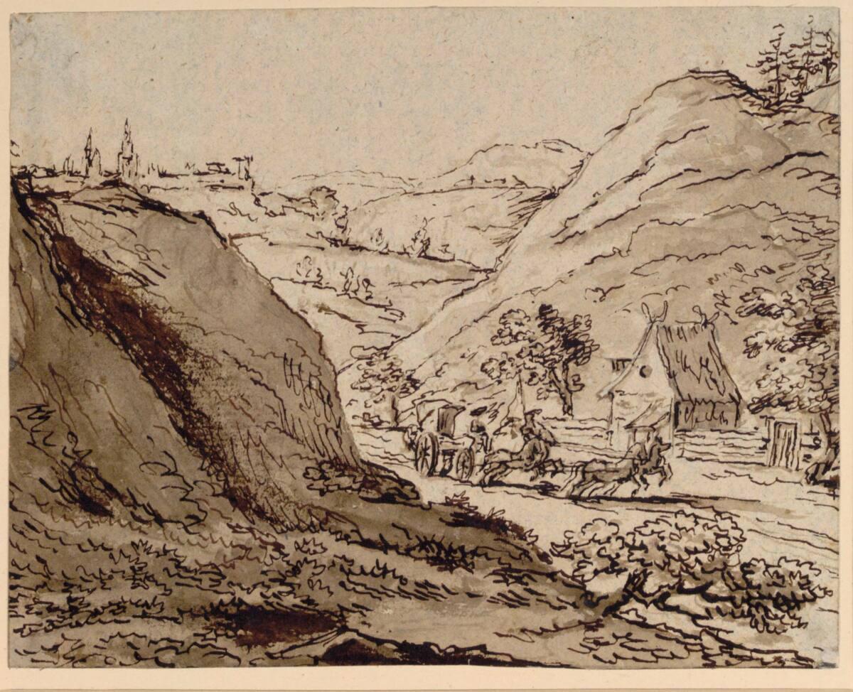 Johann Christoph Dietzsch, Postkutsche in Hohlweg, Inv. Nr.: 25844