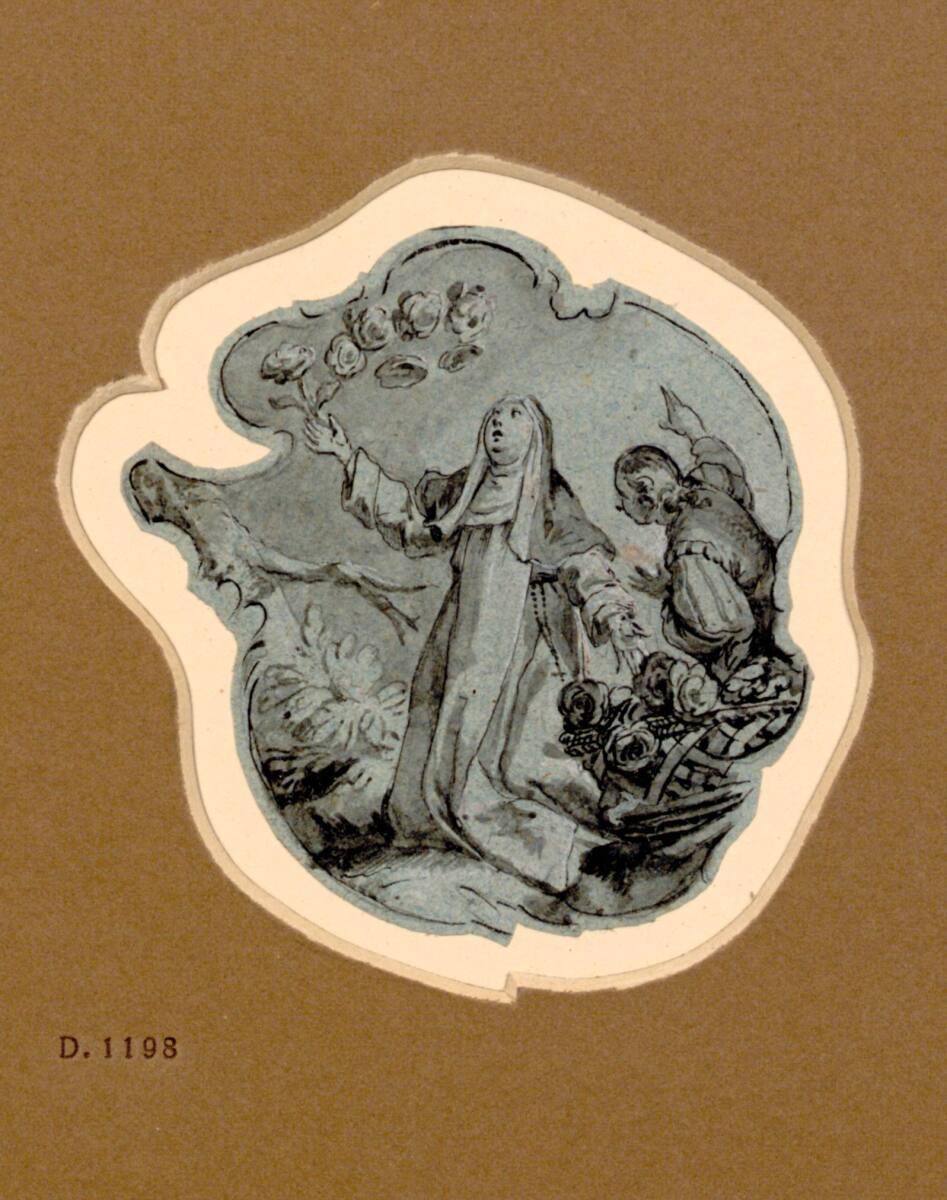 Rocaille mit der heiligen Rosa von Viterbo (Entwurf für ein Deckenbild?), Inv. Nr.: 25851