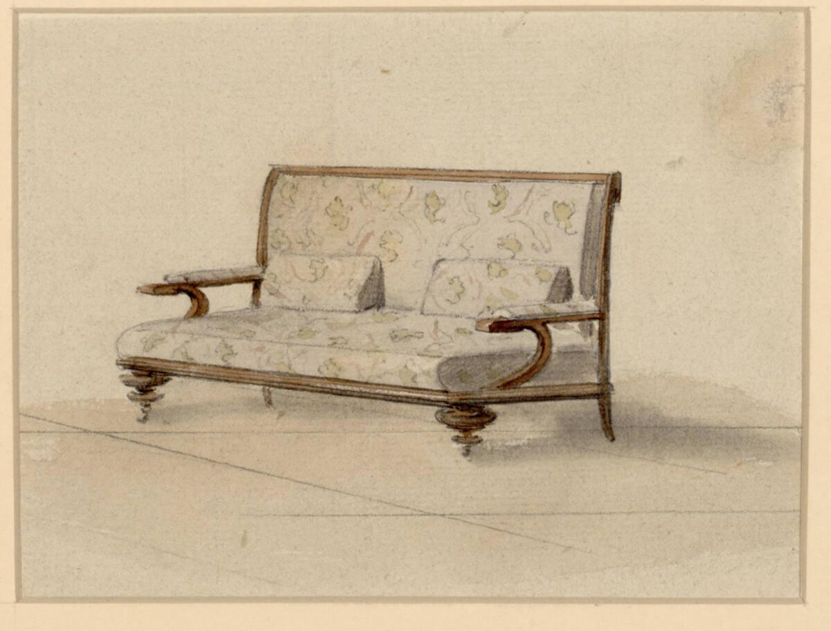 Josef Danhauser, Entwurf für ein Sofa mit zwei Pölstern, Inv. Nr.: 26211