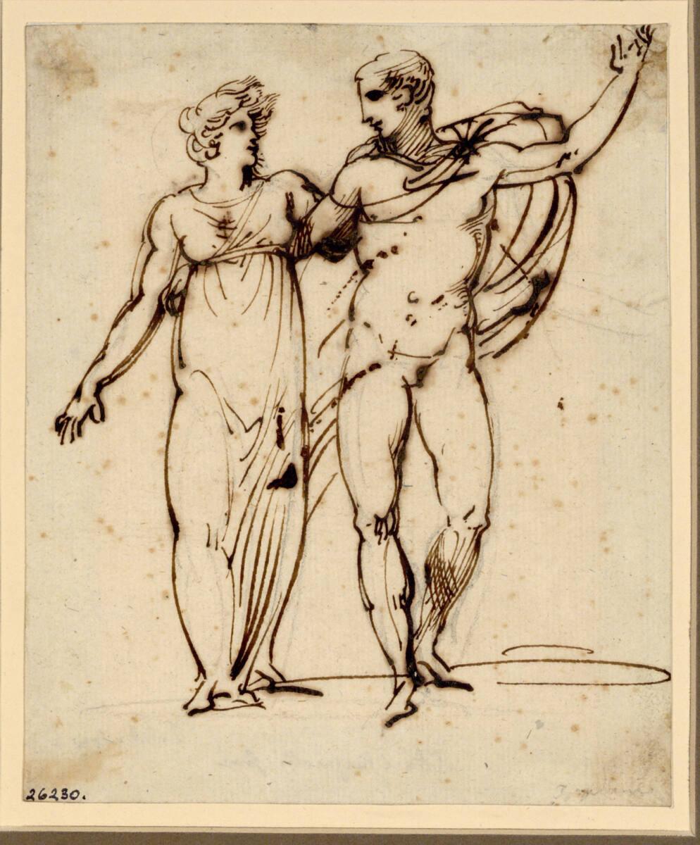 Johann Gottfried Schadow, Heros und Gefährtin, Arm in Arm schreitend, Inv. Nr.: 26230