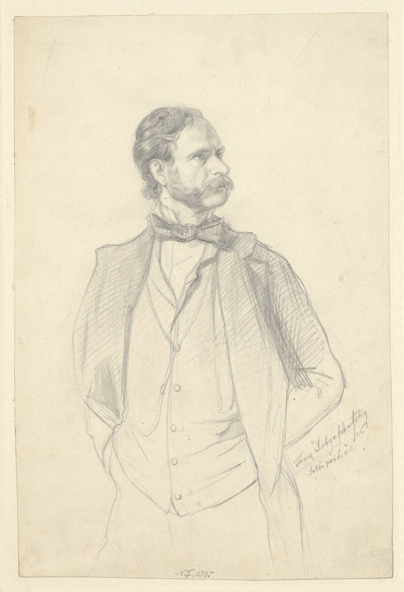 Selbstporträt als Vorlage für die Lithographie von Joseph Kriehuber von 1851, Franz Joseph Dobyaschofsky, 1851