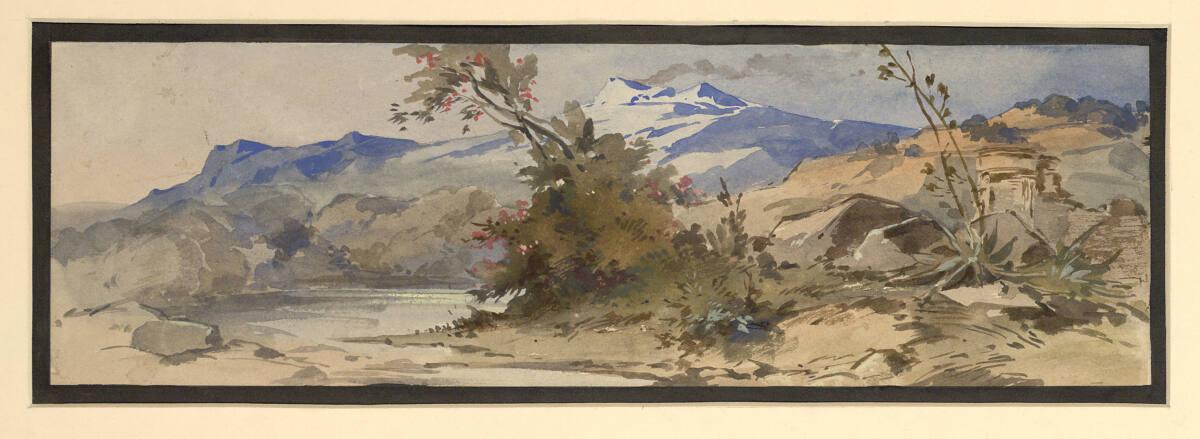 Anton Johann Nepomuk Seder, Italienische Landschaft mit Ruine eines Rundtempels und See, Inv. N…