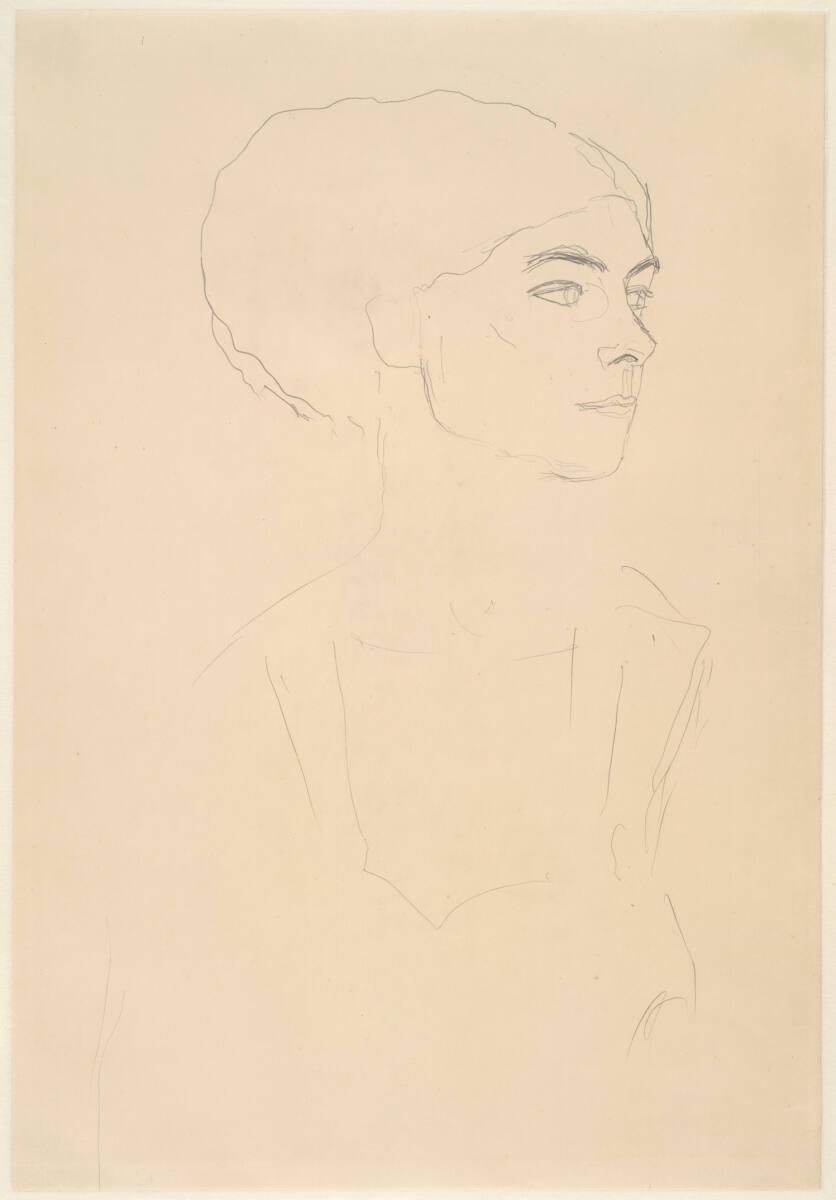 Weiblicher Kopf im Dreiviertelprofil, Gustav Klimt, 1907–1908