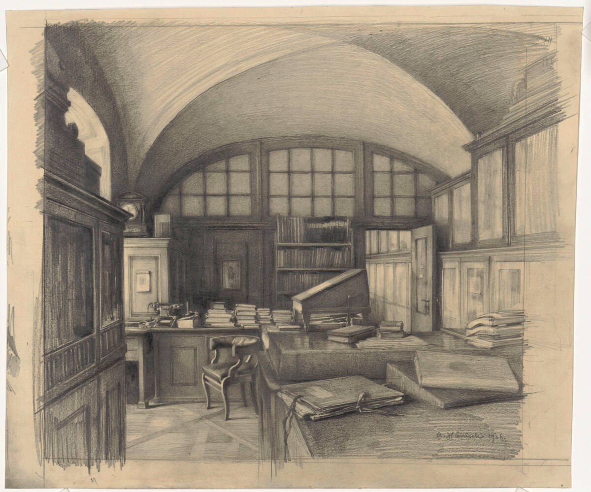 Dr. Josef Meders Büro in der alten Albertina, Alois Hänisch, 1916