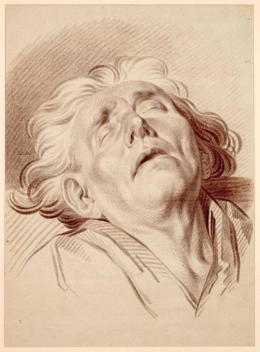 Anonym, Zurückgebeugter schlafender Männerkopf, Inv. Nr.: 26572