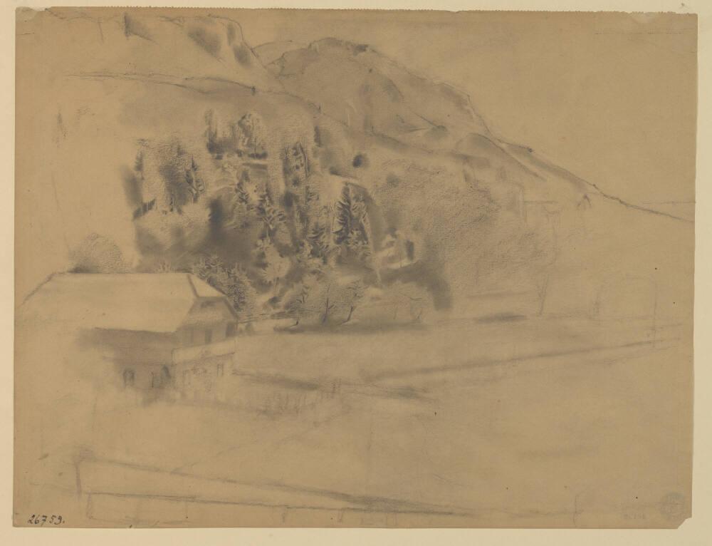Franz Wiegele, Blick aus dem Atelierfenster des Künstlers in Notsch, Inv. Nr.: 26759