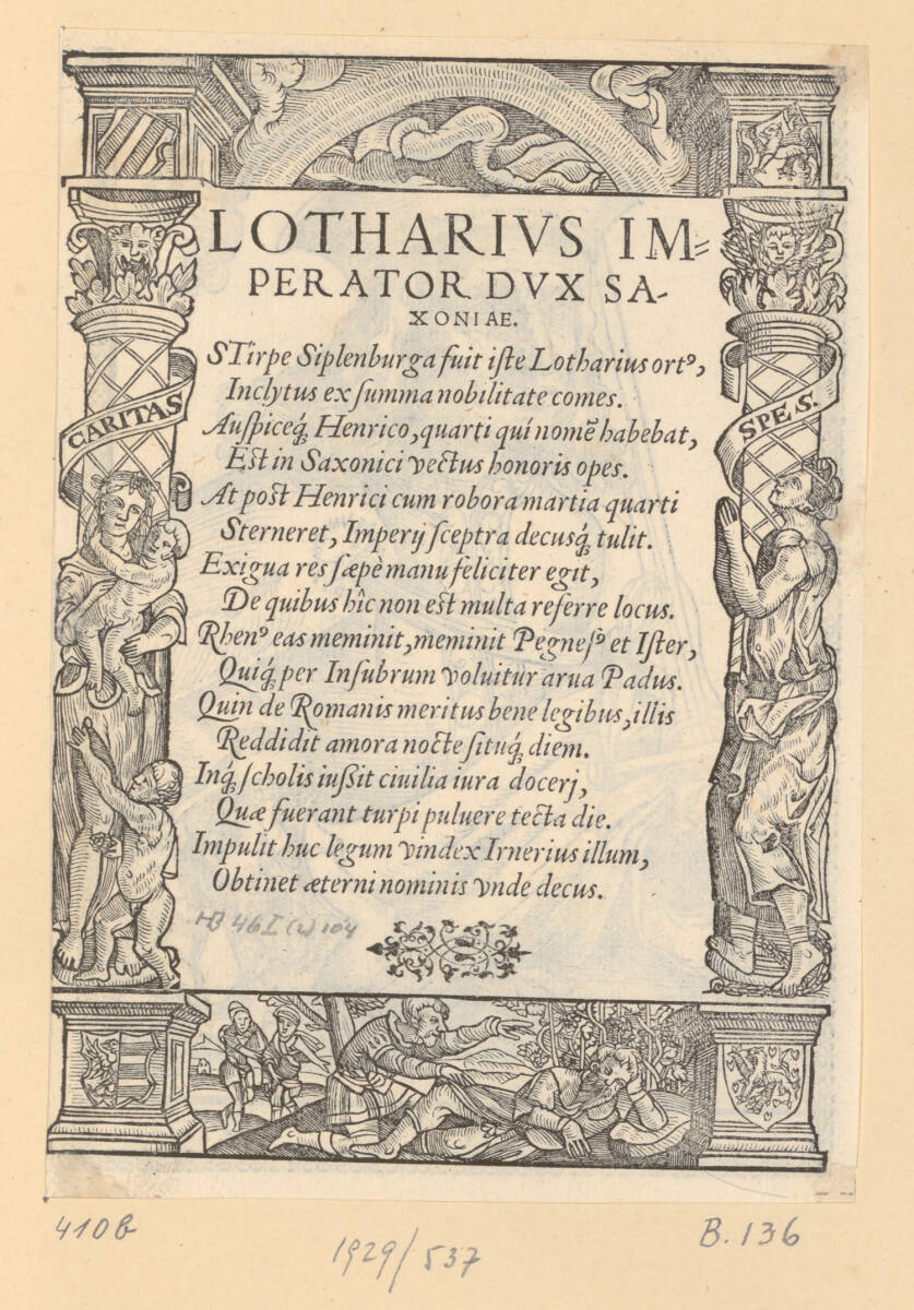 Text zum Bildnis von Lothar III., Herzog von Sachsen und Kaiser des Heiligen Römischen Reiches, GabrielSchnellbolz, 1563