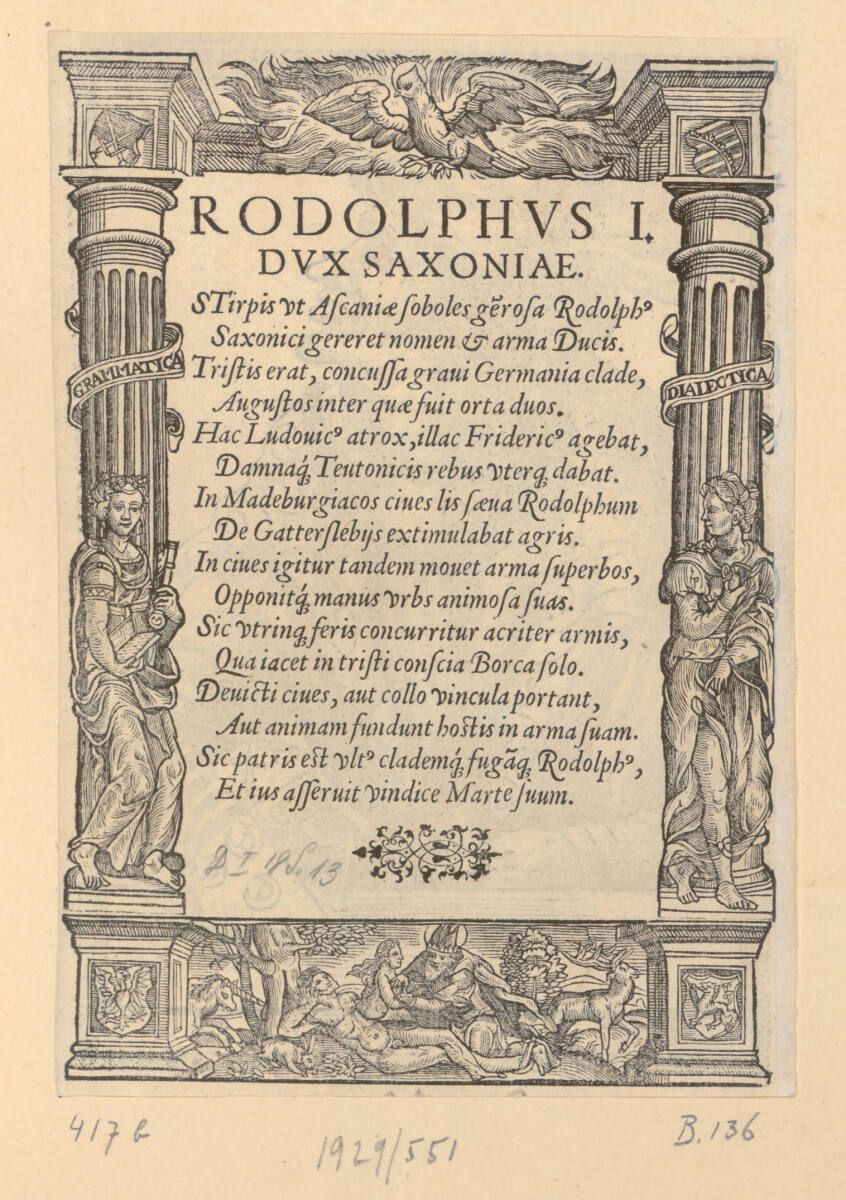 Text zum Bildnis von Rudolf I., Herzog und Kurfürst von Sachsen, GabrielSchnellbolz, 1563