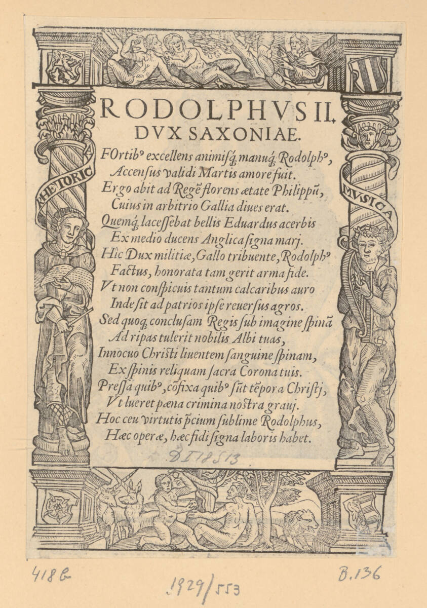 Text zum Bildnis von Rudolf II., Herzog und Kurfürst von Sachsen, GabrielSchnellbolz, 1563