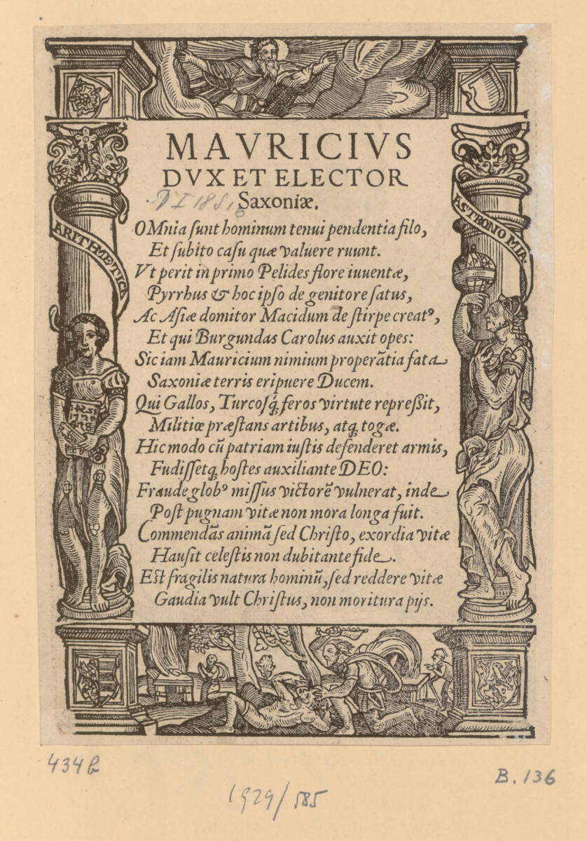 Text zum Bildnis von Moritz, Herzog von Sachsen, GabrielSchnellbolz, 1563