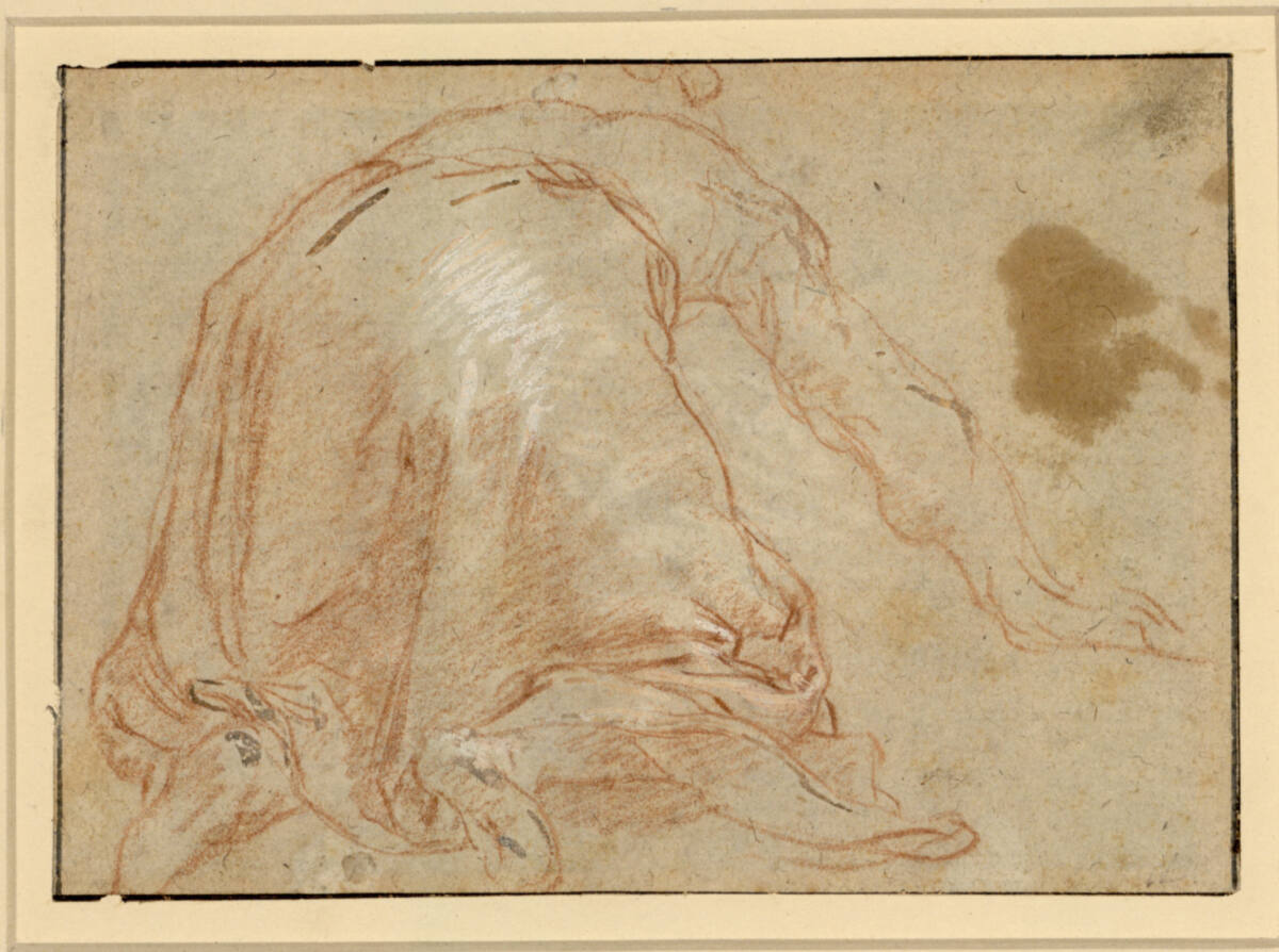 Skizzenblatt mit Studien einer knienden Frau, Abraham Bloemaert
