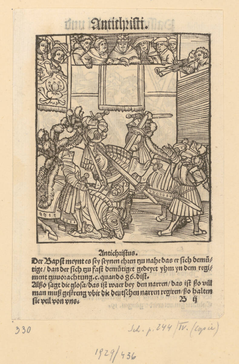 Der Papst beim Turnier, Lucas Cranach d. Ä.