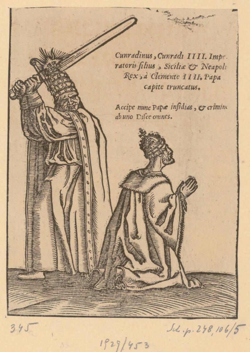 Cranach-Werkstatt, Papst Clemens IV. ist im Begriff, dem vor ihm mit gefalteten Händen knienden…