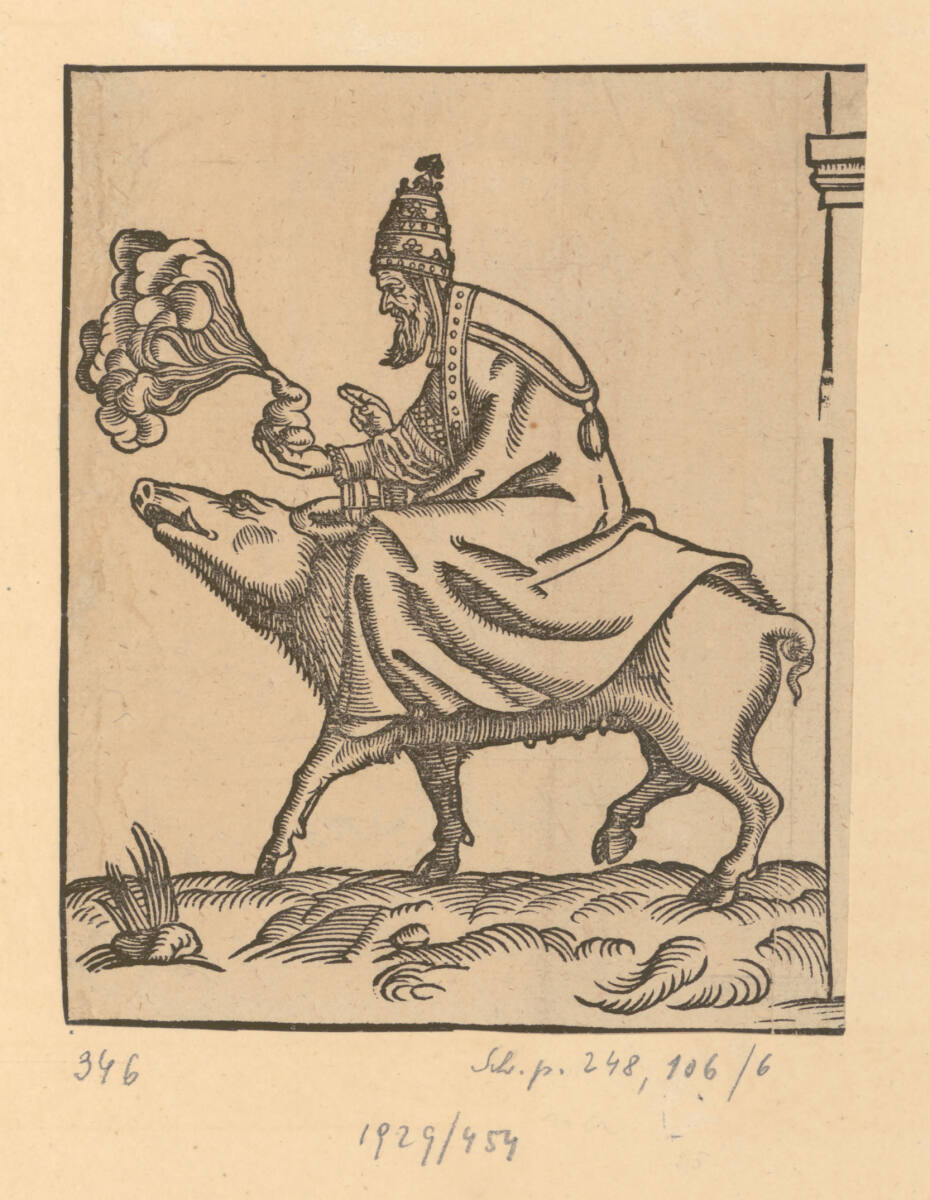 Der Papst reitet auf einer Sau, Cranach-Werkstatt, 1545