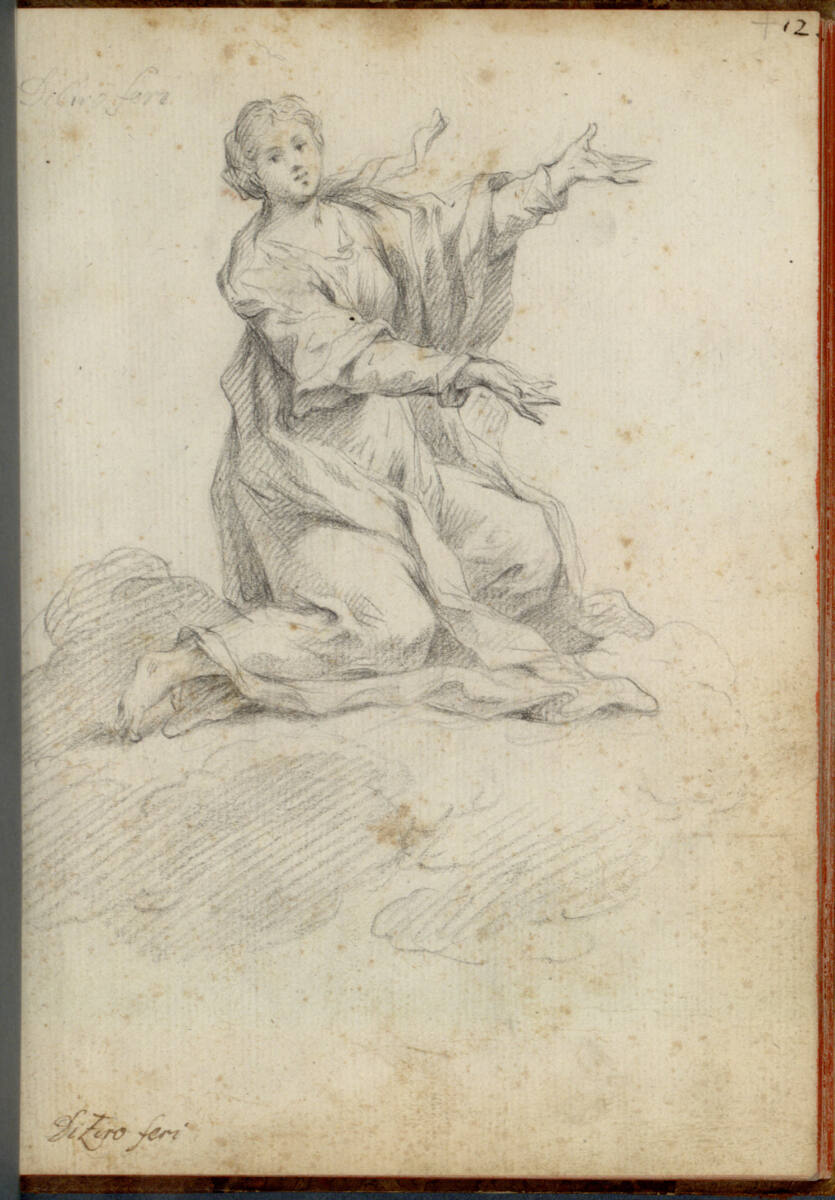 Kniende Frau, auf Wolken schwebend, Bartolomeo Altomonte