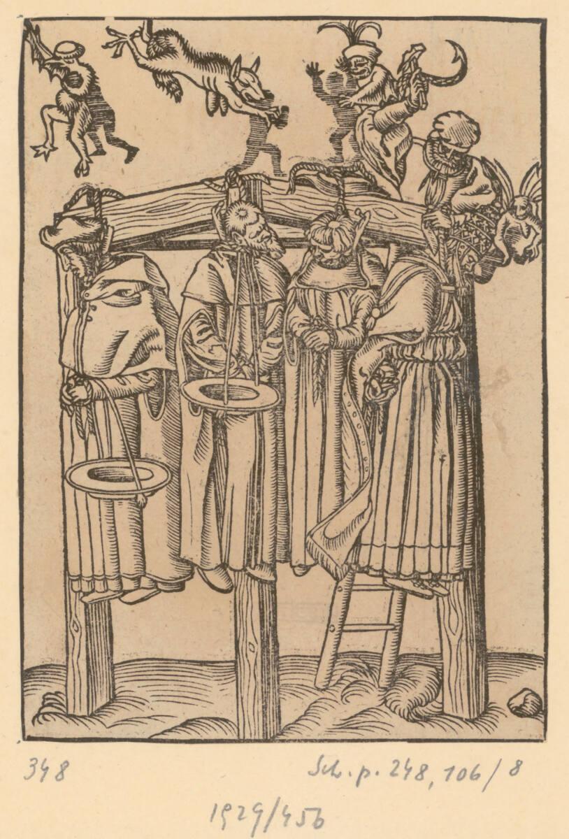 Cranach-Werkstatt, Der Papst und drei Kardinäle werden gehängt, Inv. Nr.: DG1929/456
