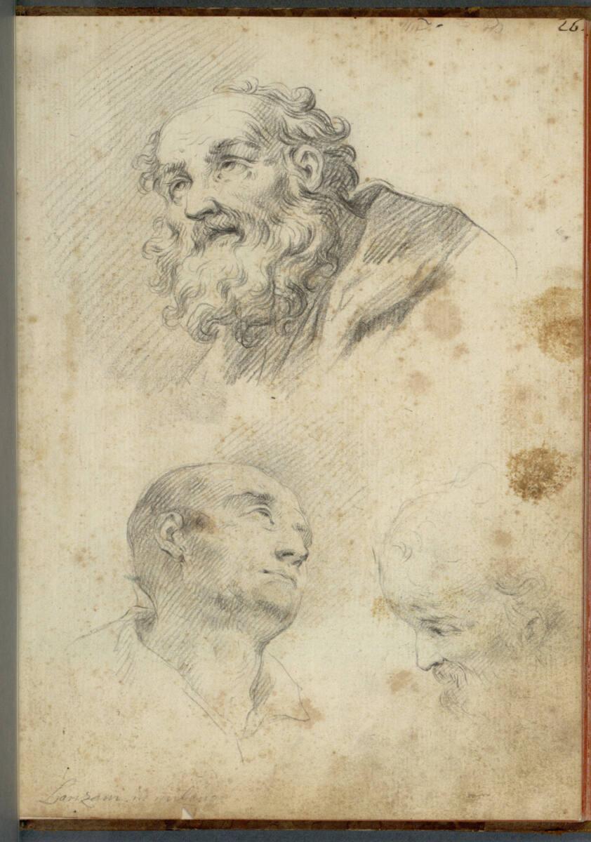Bartolomeo Altomonte, Drei männliche Kopfstudien, Inv. Nr.: 26879/26