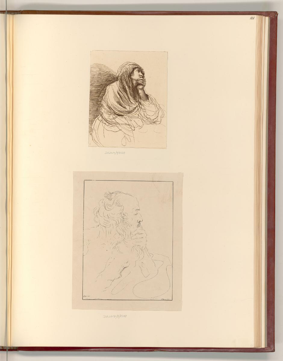 Francesco Barbieri, detto il Guercino da Cento Vol. III., Frau mit aufgestützter Hand; Bärtiger…