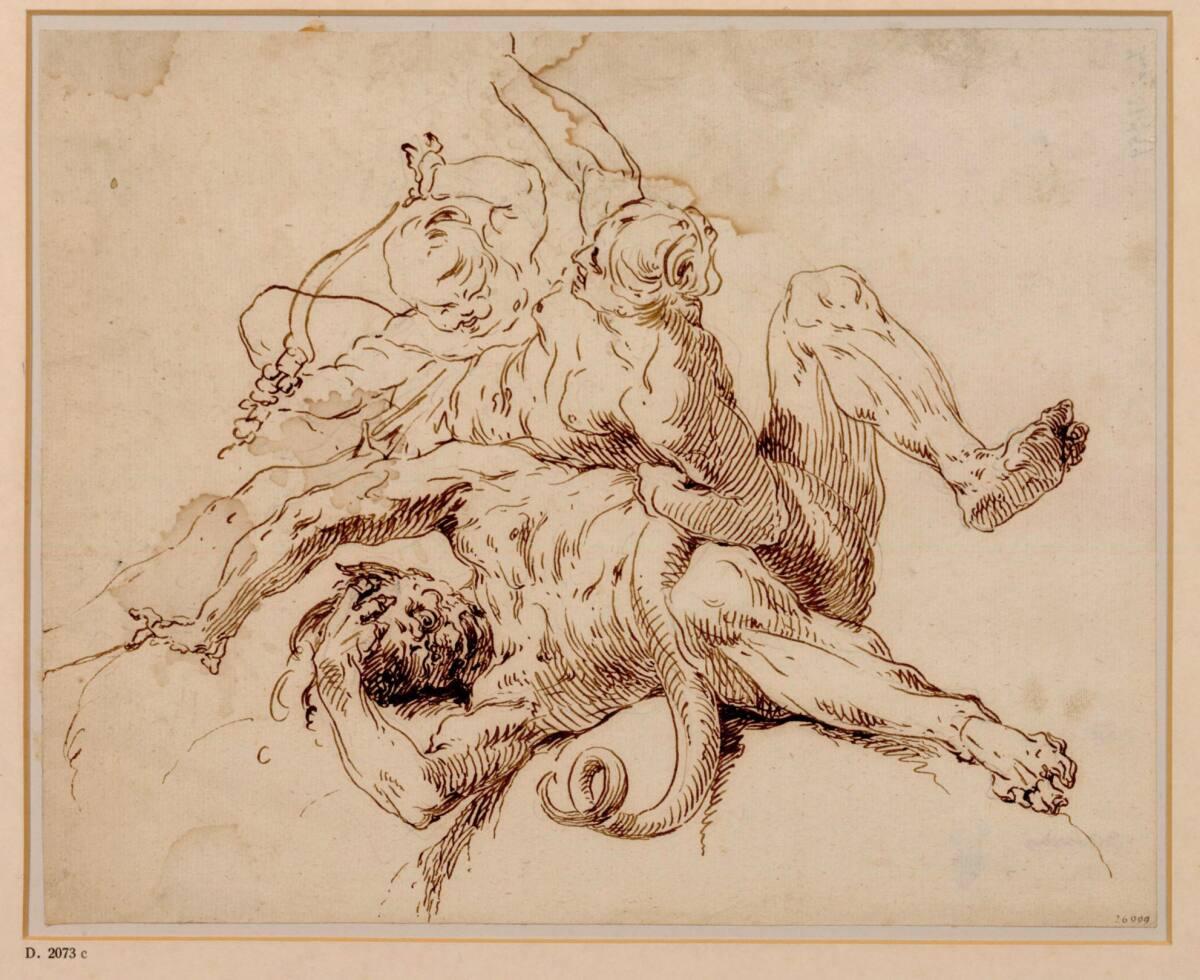 Paul Troger, Amor, Vanitas und Luzifer stürzen in den Abgrund, Inv. Nr.: 26999